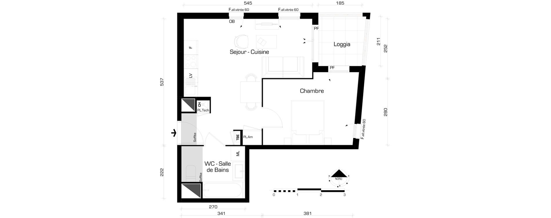 Appartement T2 de 39,48 m2 &agrave; Villeurbanne Buers - croix-luizet