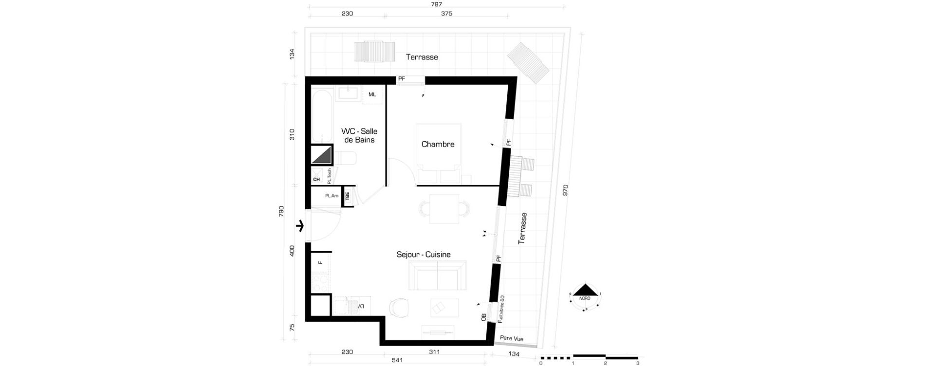 Appartement T2 de 42,04 m2 &agrave; Villeurbanne Buers - croix-luizet