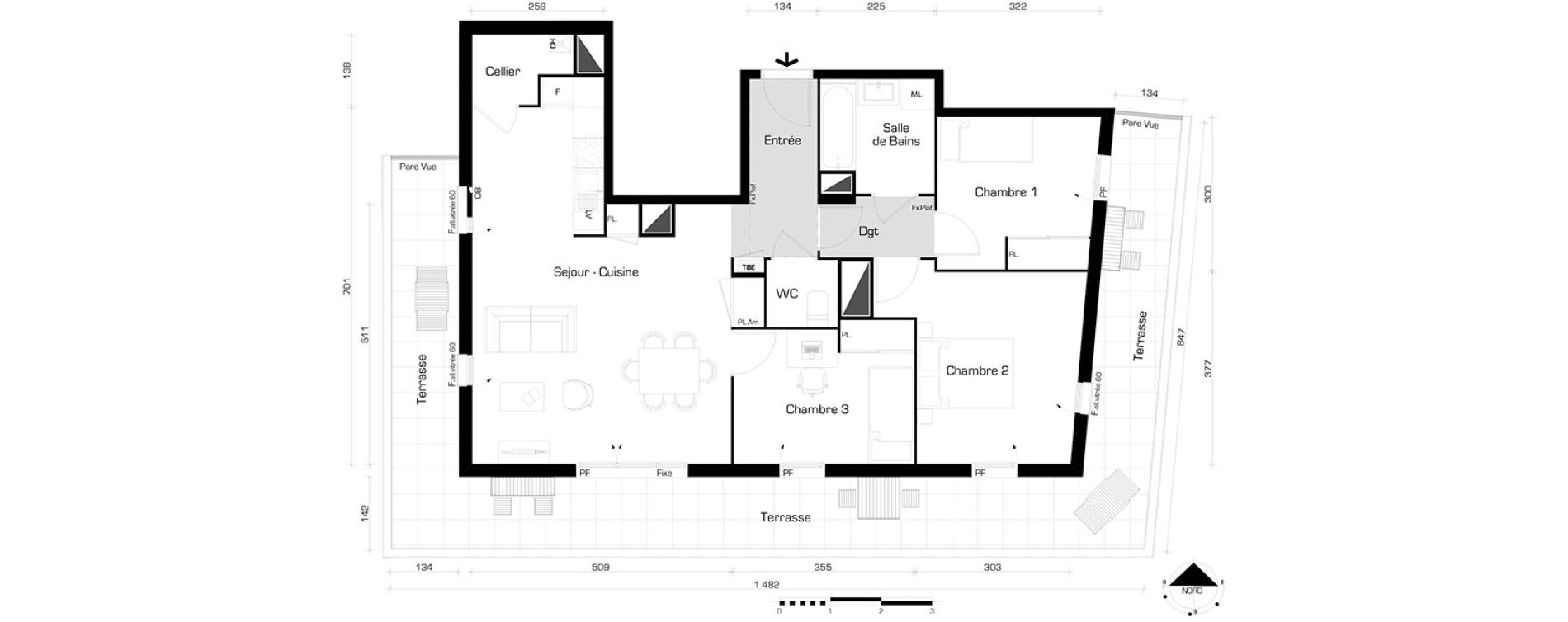 Appartement T4 de 80,32 m2 &agrave; Villeurbanne Buers - croix-luizet