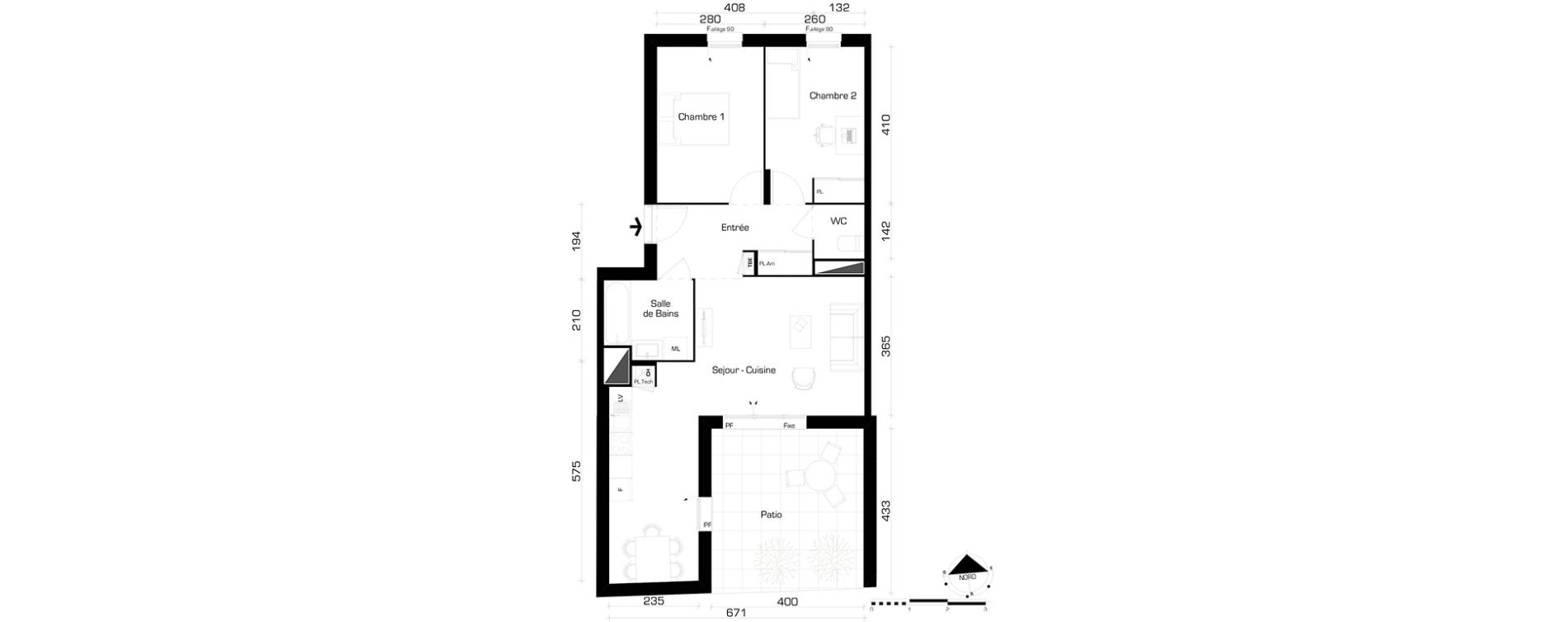 Appartement T3 de 65,19 m2 &agrave; Villeurbanne Buers - croix-luizet