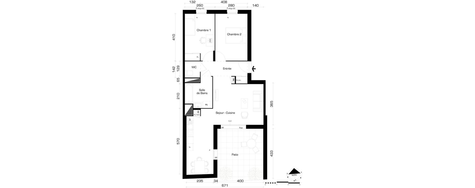 Appartement T3 de 65,04 m2 &agrave; Villeurbanne Buers - croix-luizet