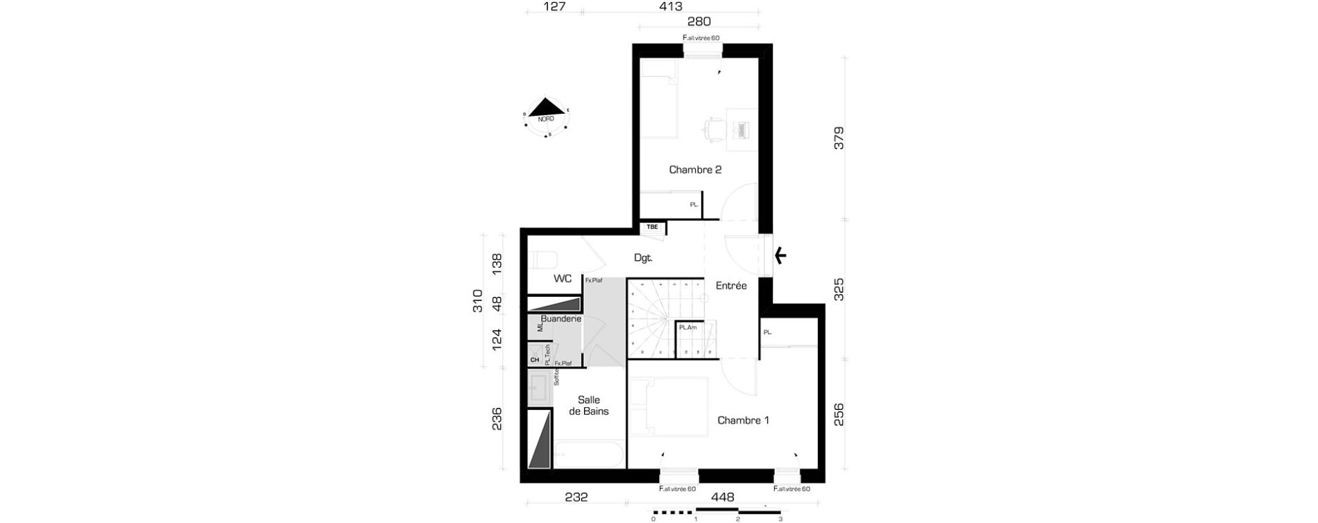 Duplex T3 de 70,59 m2 &agrave; Villeurbanne Buers - croix-luizet