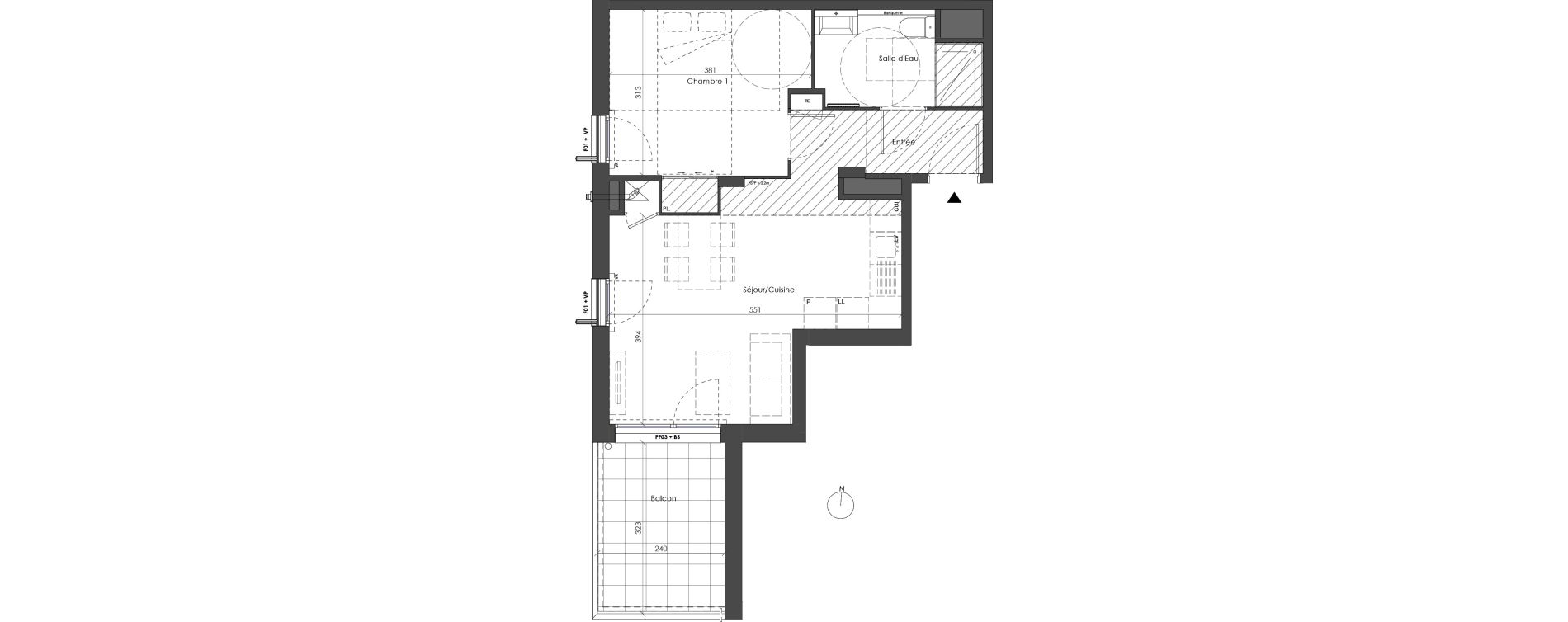 Appartement T2 de 41,78 m2 &agrave; Villeurbanne Saint-jean