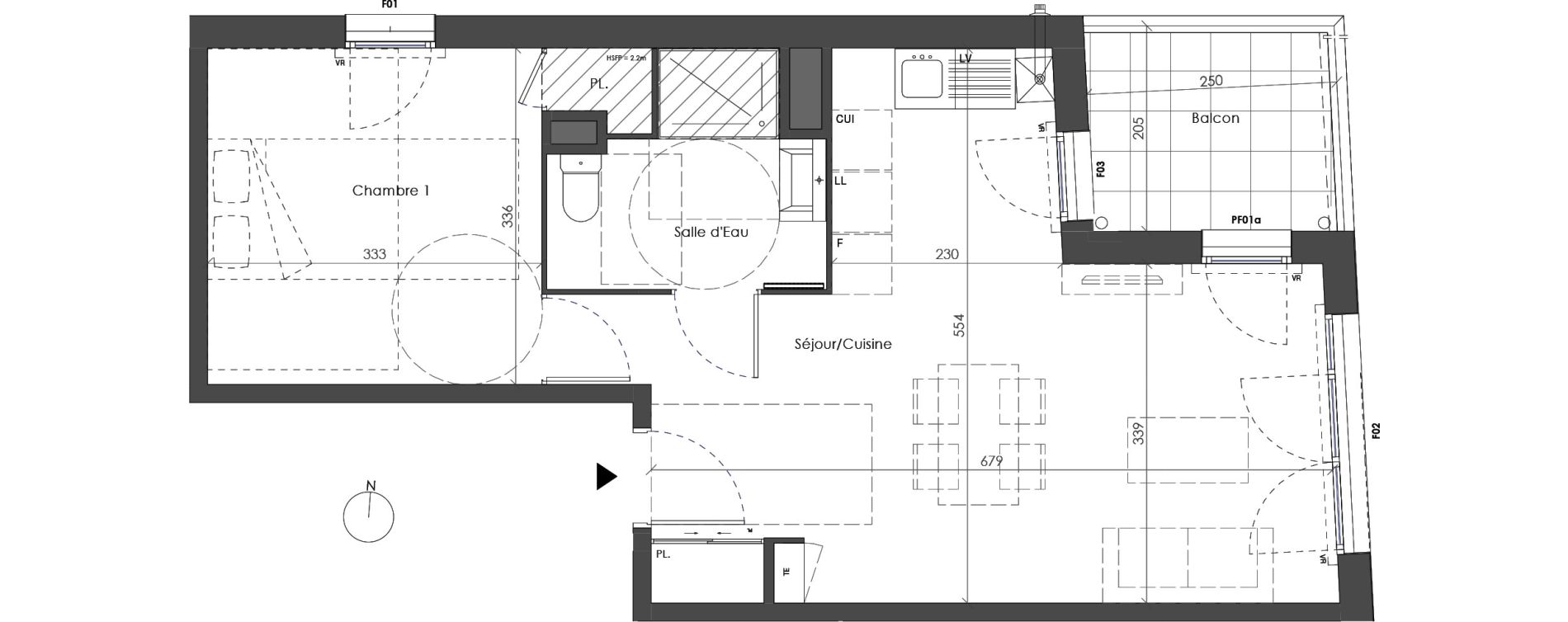 Appartement T2 de 45,15 m2 &agrave; Villeurbanne Saint-jean