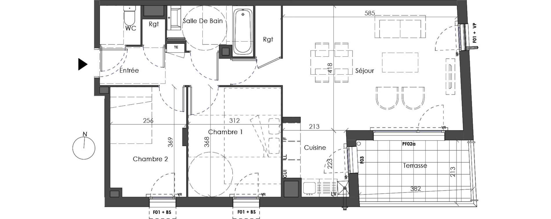 Appartement T3 de 64,91 m2 &agrave; Villeurbanne Saint-jean