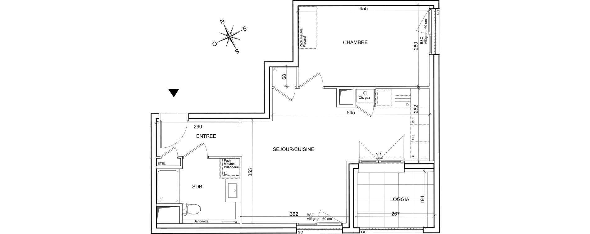 Appartement T2 de 45,41 m2 &agrave; Villeurbanne Poudrette les brosses