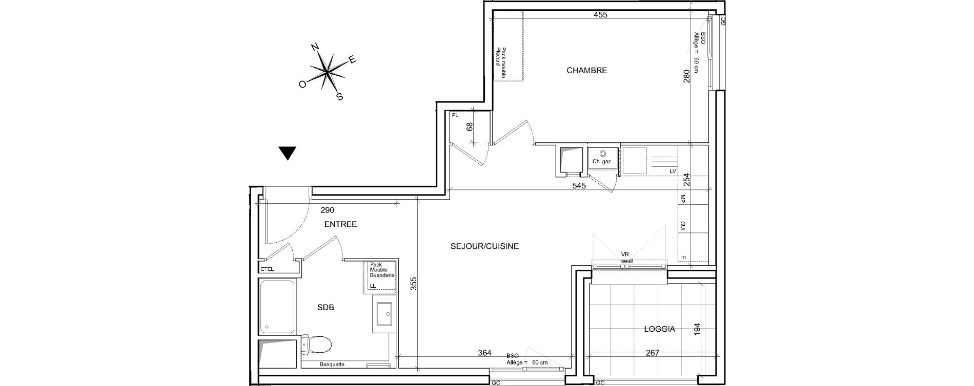 Appartement T2 de 45,58 m2 &agrave; Villeurbanne Poudrette les brosses