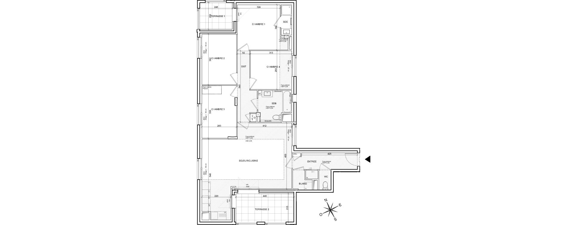 Appartement T5 de 100,11 m2 &agrave; Villeurbanne Poudrette les brosses