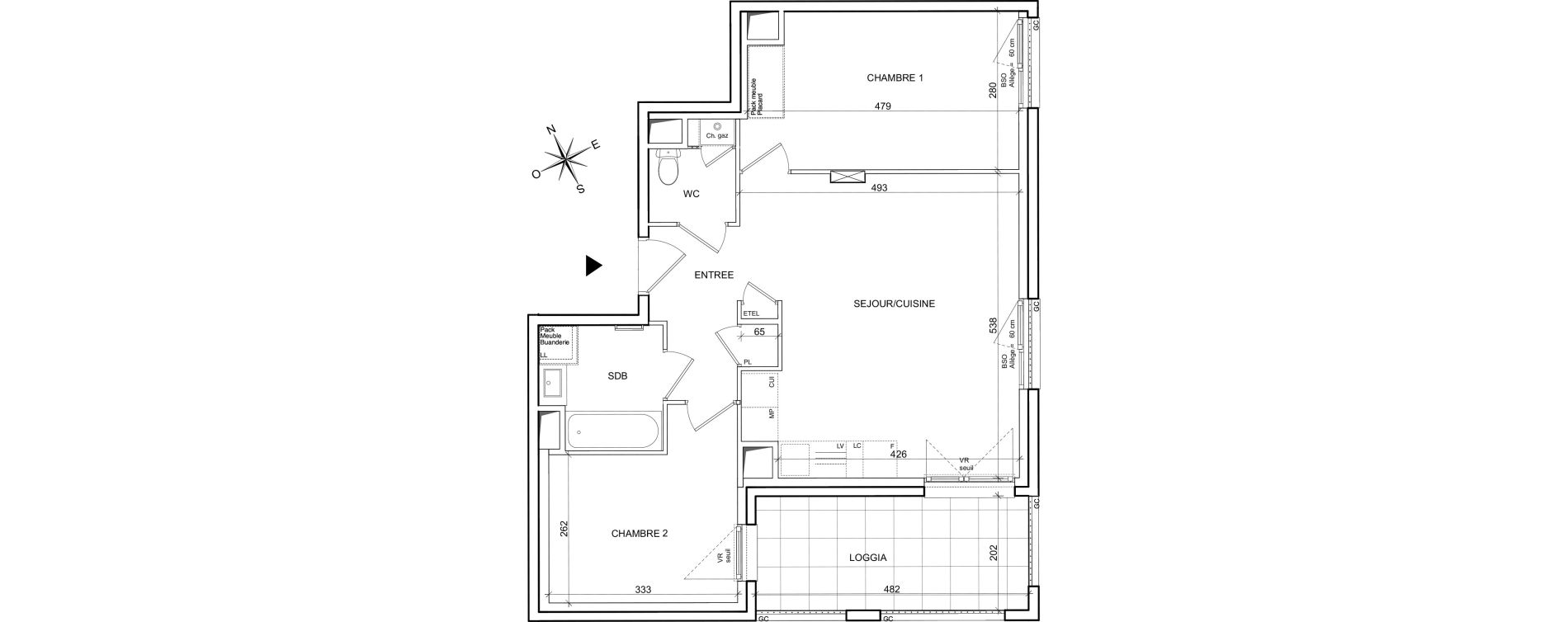Appartement T3 de 59,71 m2 &agrave; Villeurbanne Poudrette les brosses