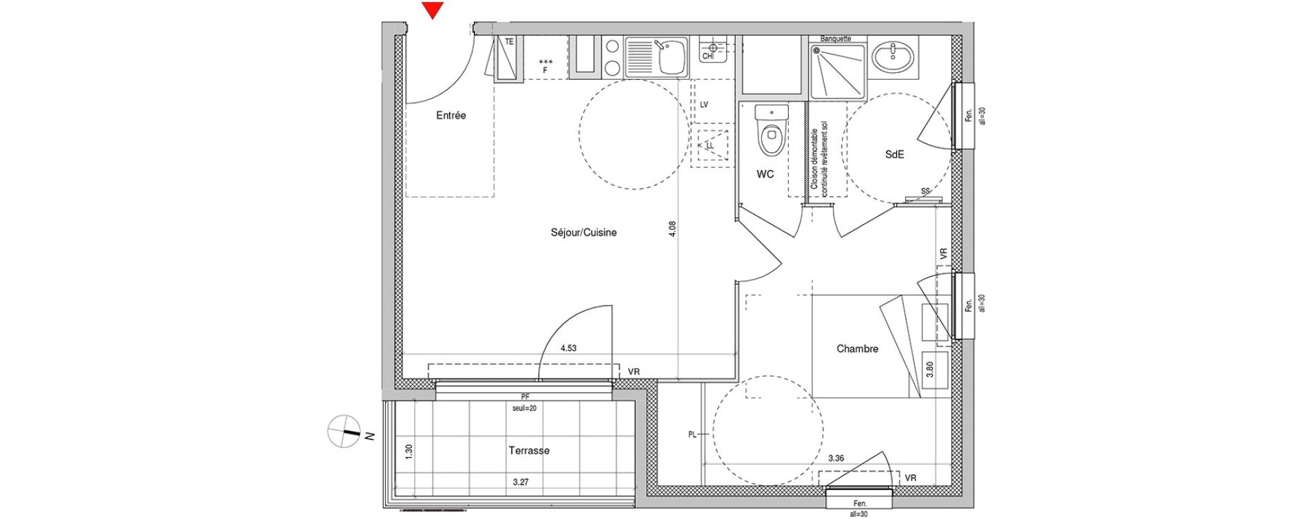 Appartement T2 de 39,98 m2 &agrave; Villeurbanne Buers - croix-luizet