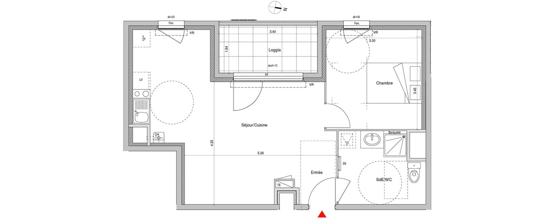 Appartement T2 de 47,59 m2 &agrave; Villeurbanne Buers - croix-luizet