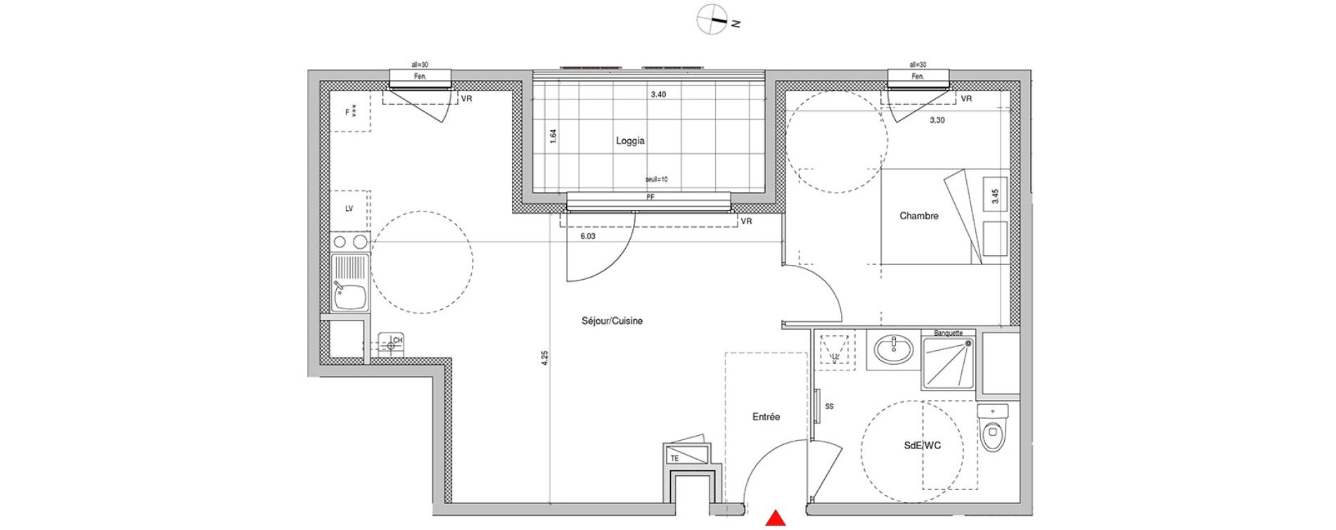Appartement T2 de 47,58 m2 &agrave; Villeurbanne Buers - croix-luizet