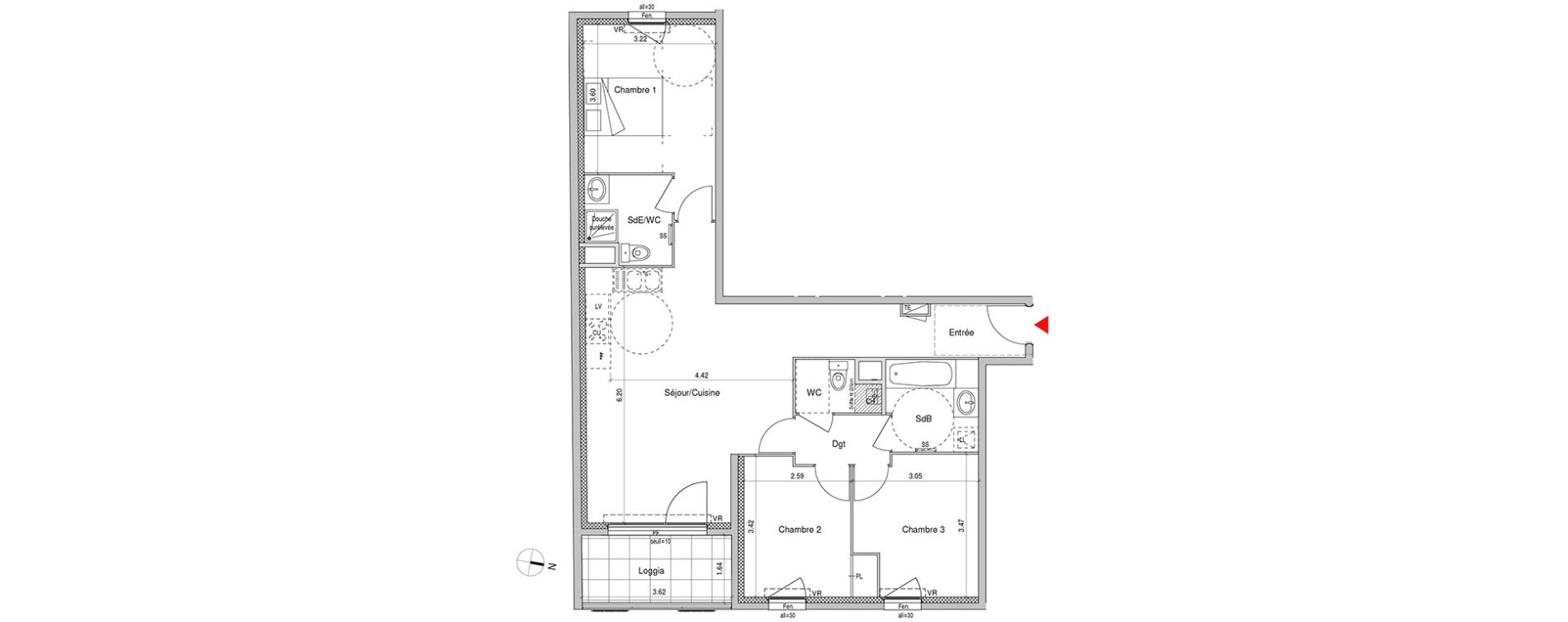 Appartement T4 de 80,86 m2 &agrave; Villeurbanne Buers - croix-luizet