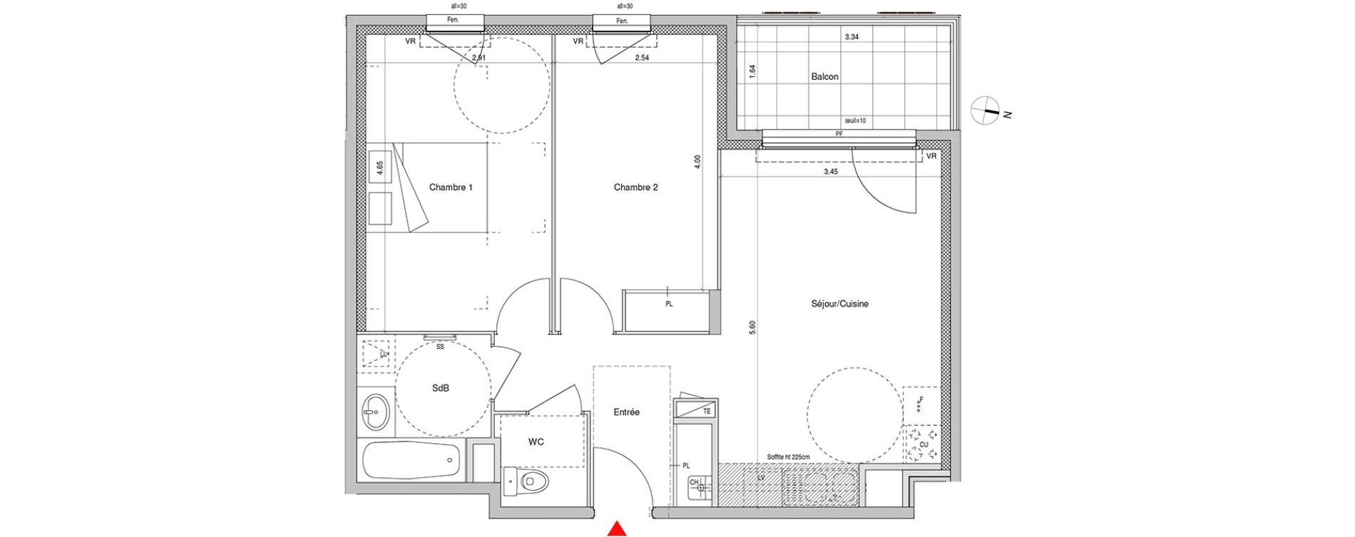 Appartement T3 de 57,16 m2 &agrave; Villeurbanne Buers - croix-luizet