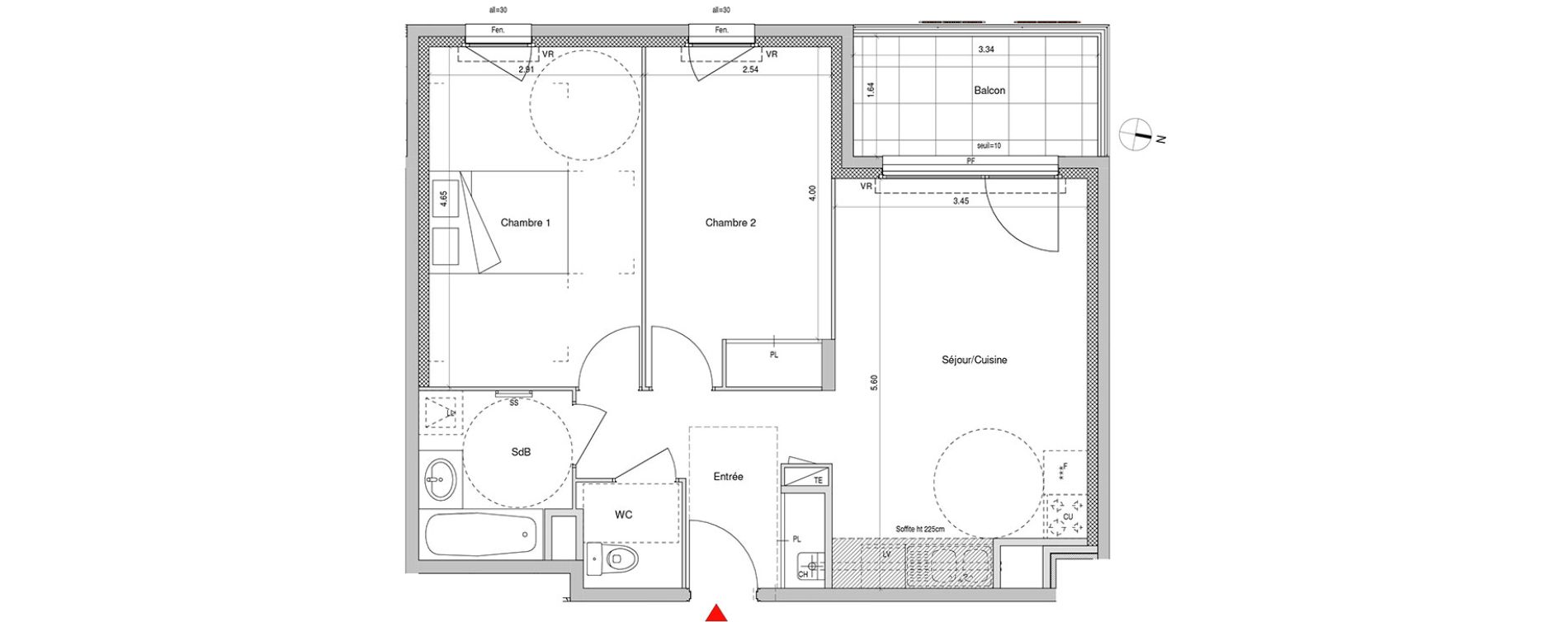 Appartement T3 de 57,16 m2 &agrave; Villeurbanne Buers - croix-luizet