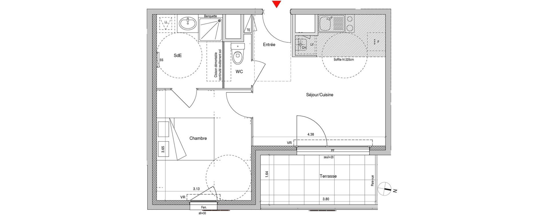 Appartement T2 de 36,50 m2 &agrave; Villeurbanne Buers - croix-luizet