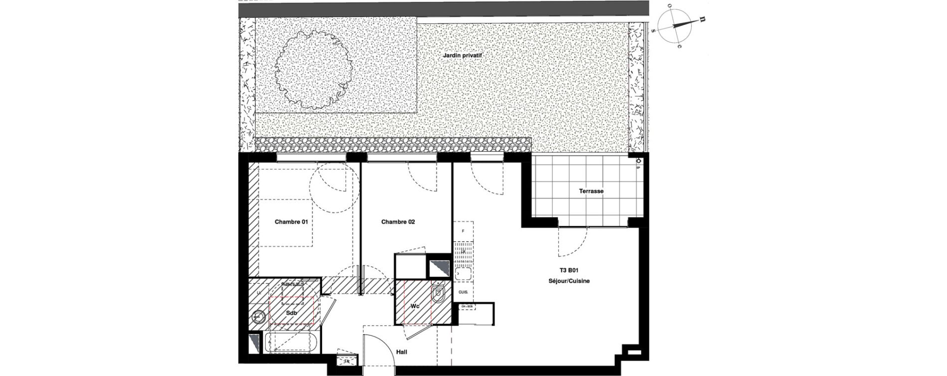 Appartement T3 de 60,03 m2 &agrave; Villeurbanne Gratte-ciel - dedieu - charmettes