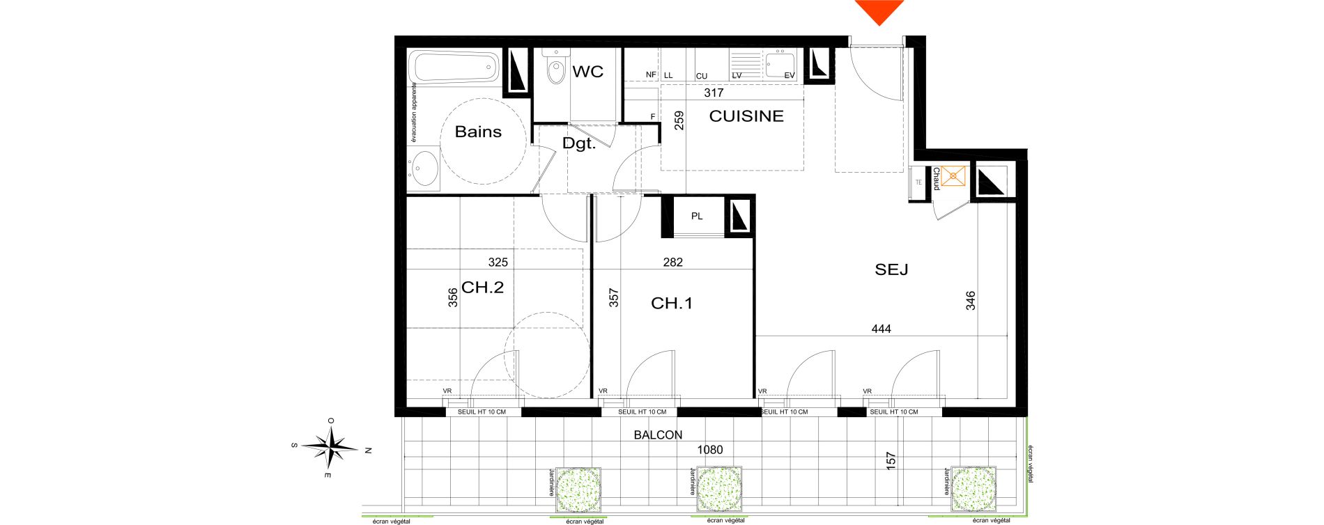 Appartement T3 de 58,90 m2 &agrave; Villeurbanne Les poulettes