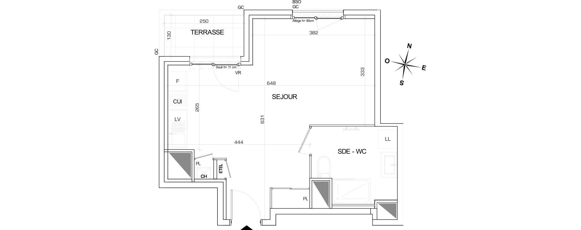 Appartement T1 de 33,08 m2 &agrave; Villeurbanne Buers - croix-luizet