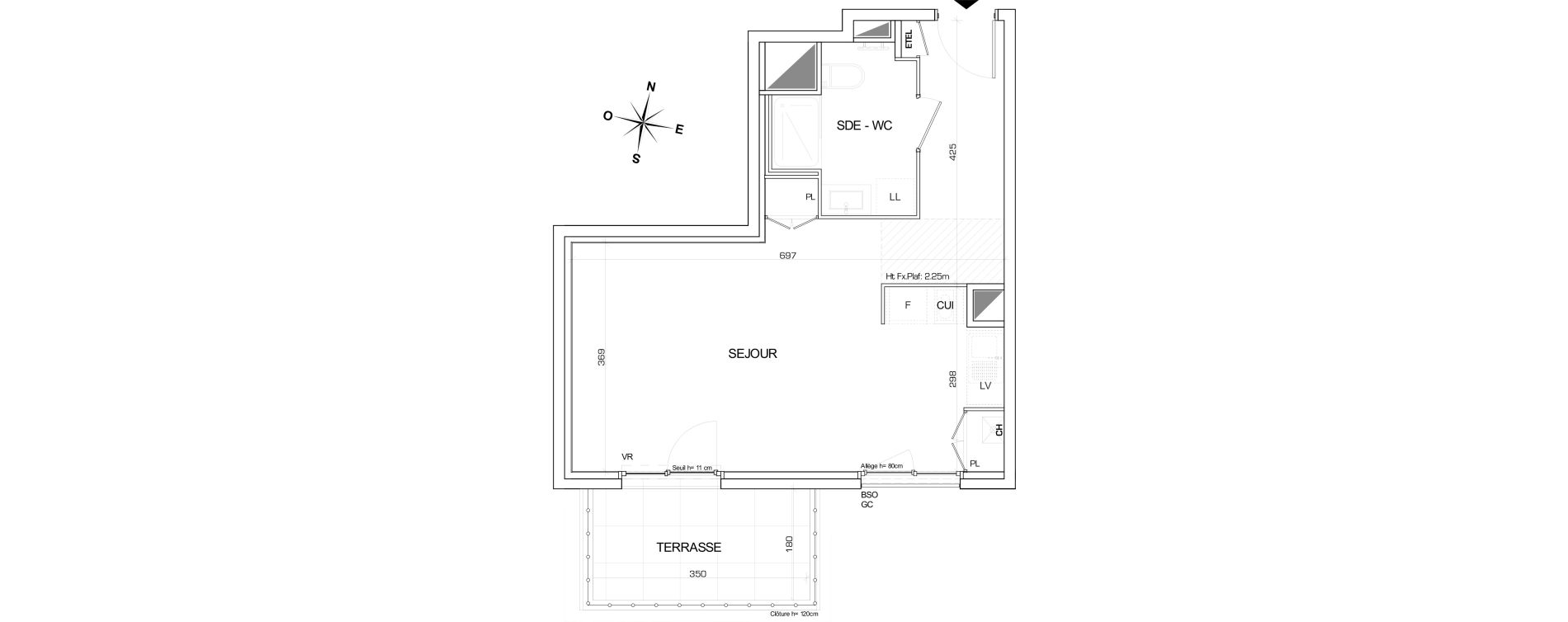 Appartement T1 de 36,74 m2 &agrave; Villeurbanne Buers - croix-luizet
