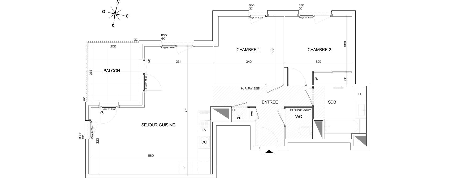 Appartement T3 de 66,22 m2 &agrave; Villeurbanne Buers - croix-luizet