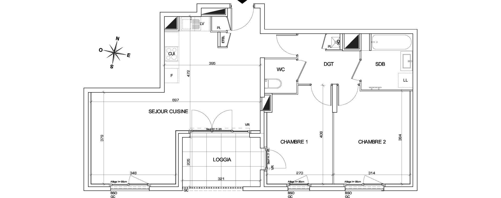 Appartement T3 de 66,46 m2 &agrave; Villeurbanne Buers - croix-luizet