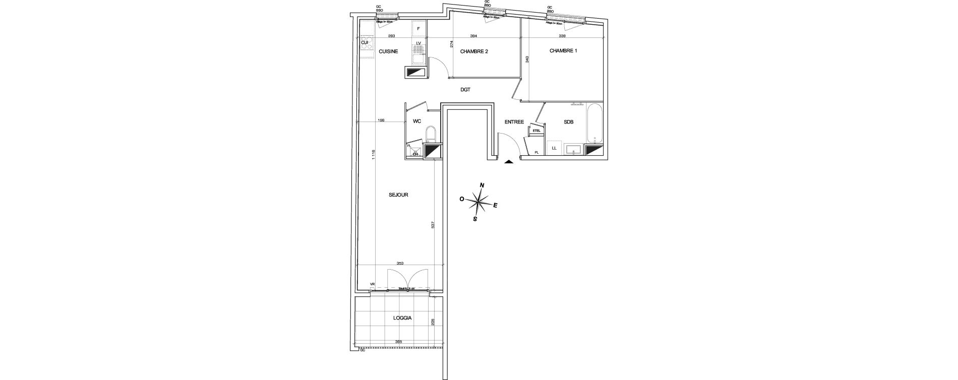 Appartement T3 de 69,44 m2 &agrave; Villeurbanne Buers - croix-luizet