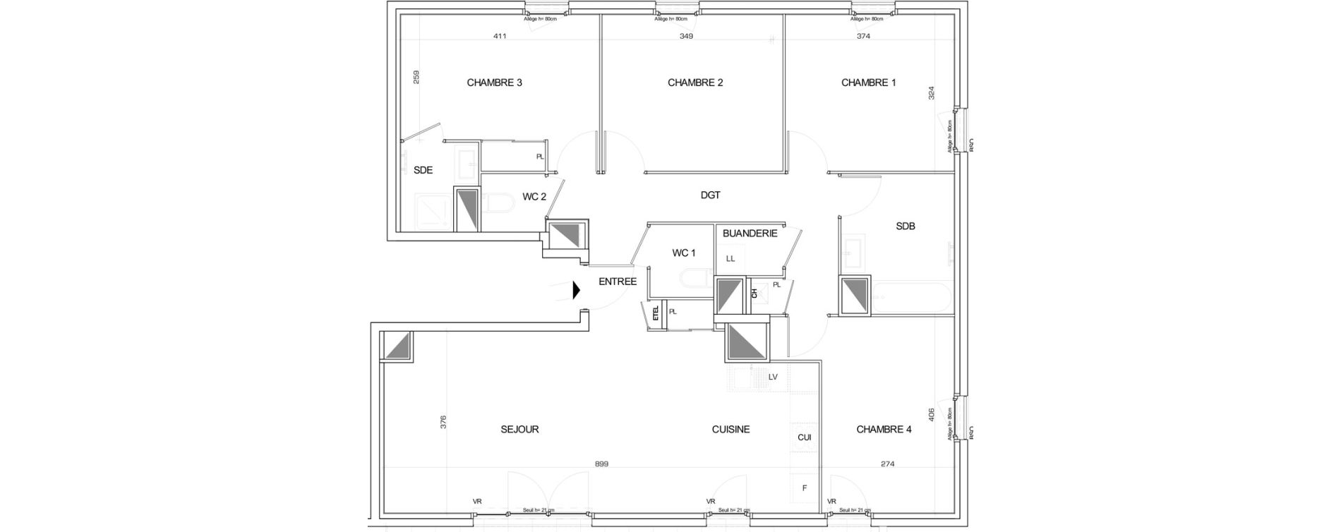 Appartement T5 de 105,68 m2 &agrave; Villeurbanne Buers - croix-luizet
