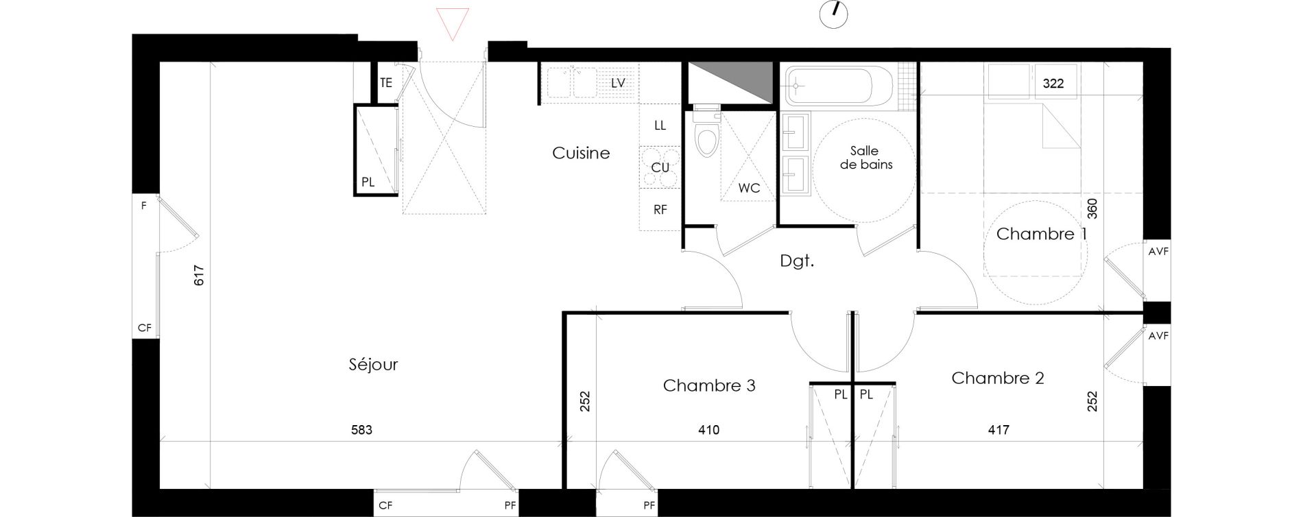 Appartement T4 de 84,92 m2 &agrave; Villeurbanne Gratte-ciel - dedieu - charmettes