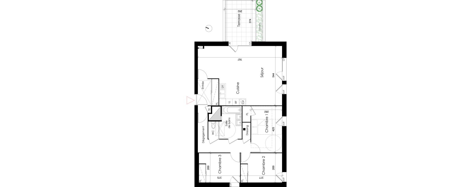 Appartement T4 de 91,53 m2 &agrave; Villeurbanne Gratte-ciel - dedieu - charmettes