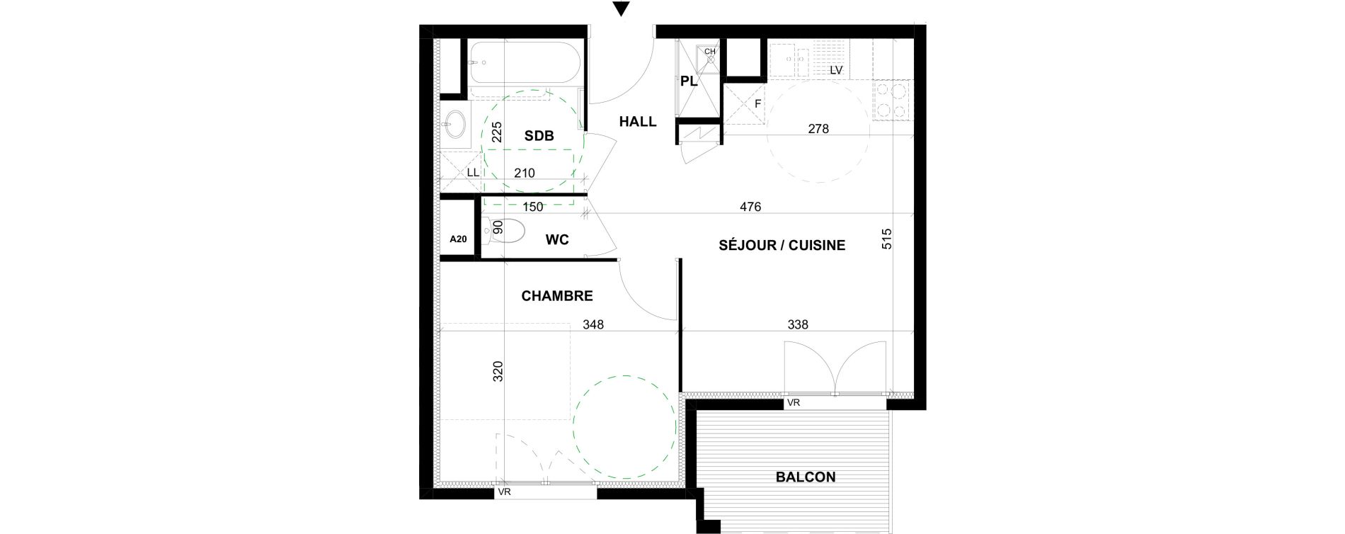 Appartement T2 de 37,87 m2 &agrave; Villeurbanne Cyprian - les brosses