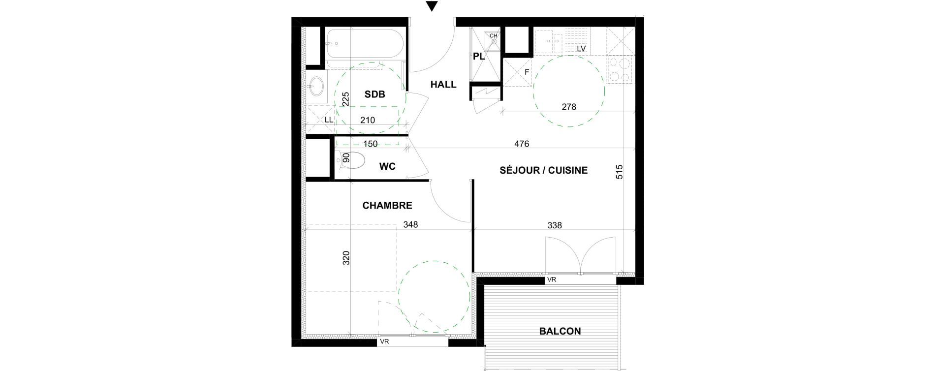 Appartement T2 de 37,87 m2 &agrave; Villeurbanne Cyprian - les brosses