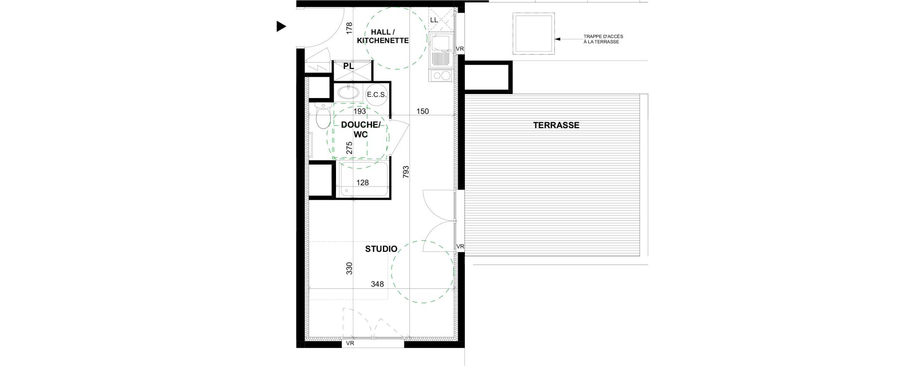 Appartement T1 de 26,16 m2 &agrave; Villeurbanne Cyprian - les brosses