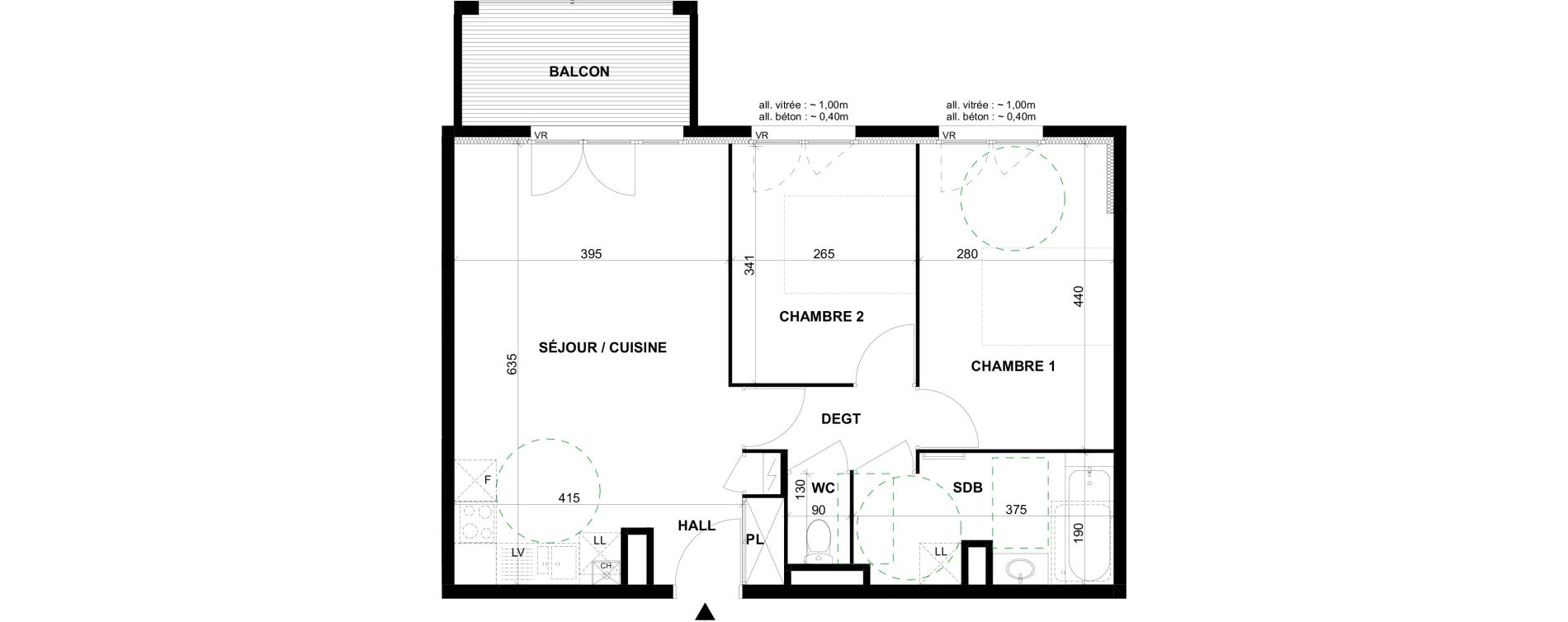 Appartement T3 de 57,65 m2 &agrave; Villeurbanne Cyprian - les brosses