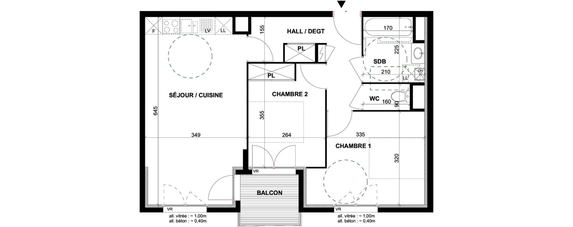 Appartement T3 de 55,65 m2 &agrave; Villeurbanne Cyprian - les brosses