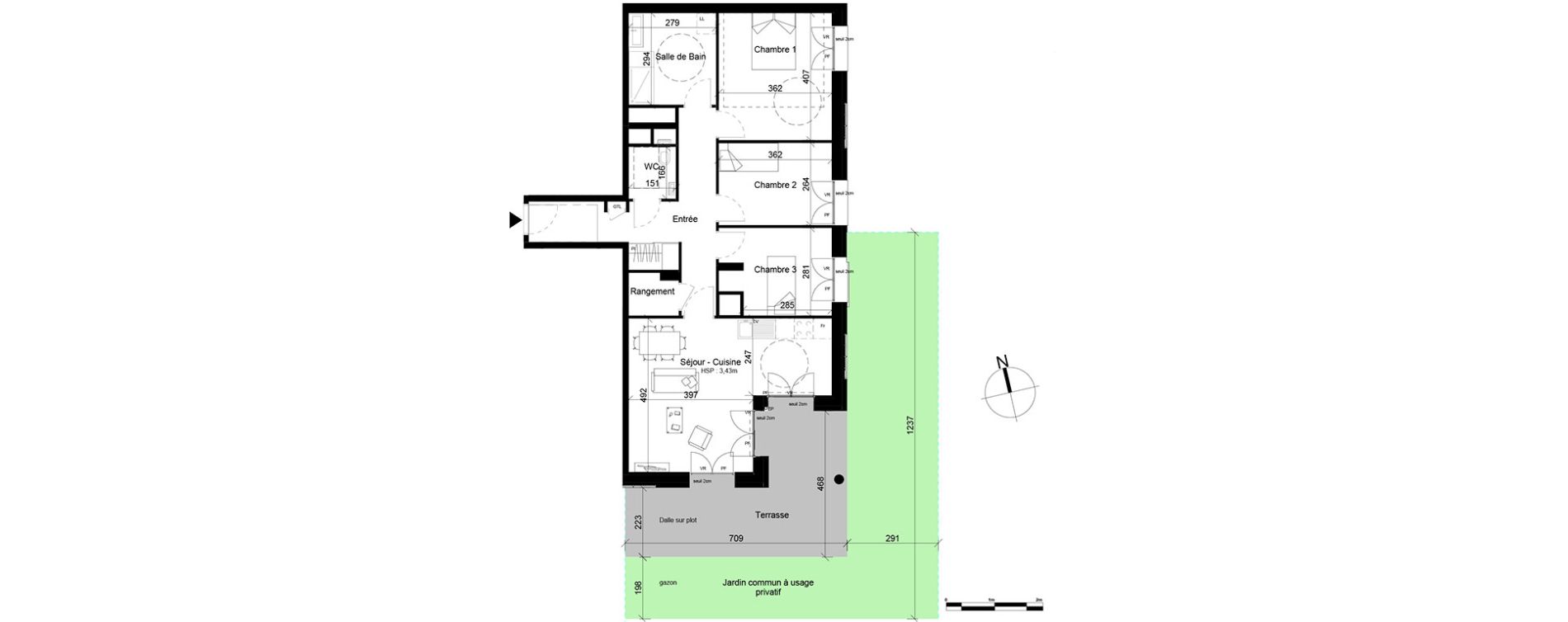Appartement T4 de 87,30 m2 &agrave; Villeurbanne Gratte-ciel - dedieu - charmettes