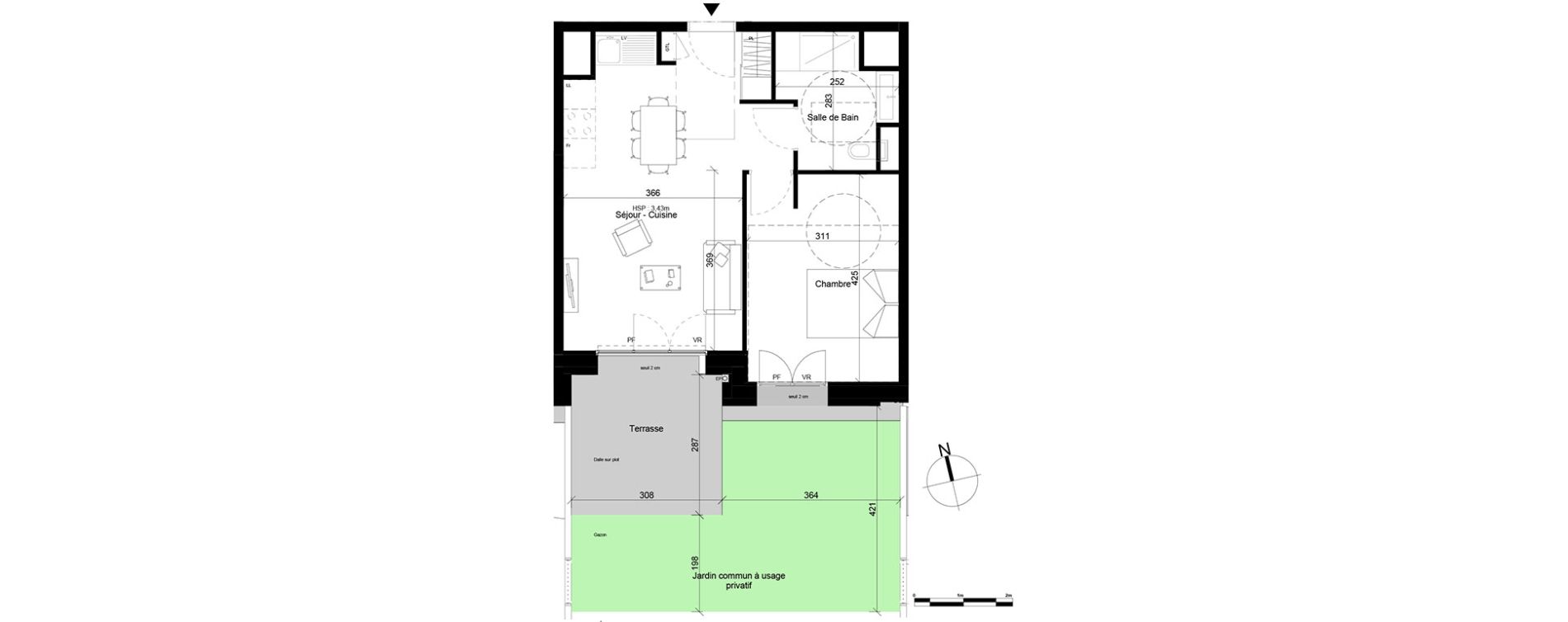 Appartement T2 de 43,66 m2 &agrave; Villeurbanne Gratte-ciel - dedieu - charmettes