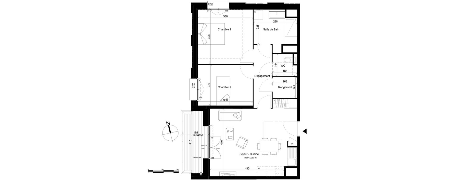 Appartement T3 de 64,28 m2 &agrave; Villeurbanne Gratte-ciel - dedieu - charmettes