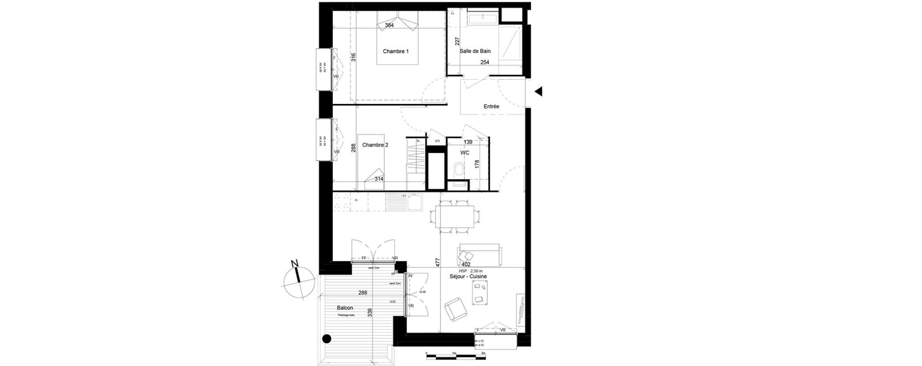 Appartement T3 de 61,87 m2 &agrave; Villeurbanne Gratte-ciel - dedieu - charmettes