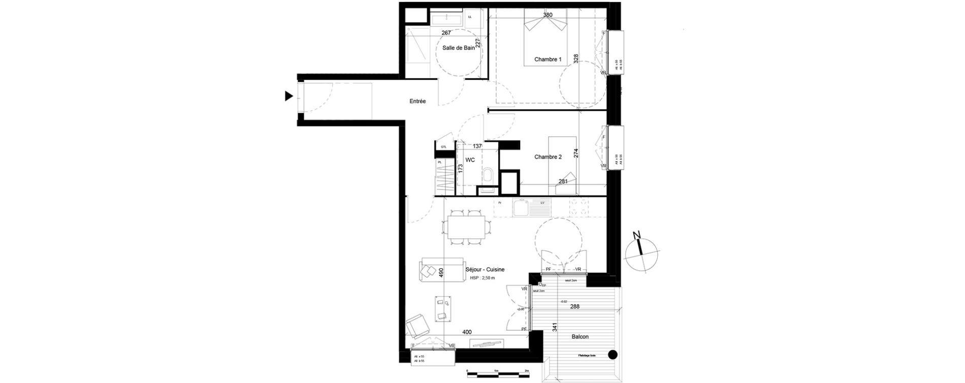 Appartement T3 de 66,88 m2 &agrave; Villeurbanne Gratte-ciel - dedieu - charmettes