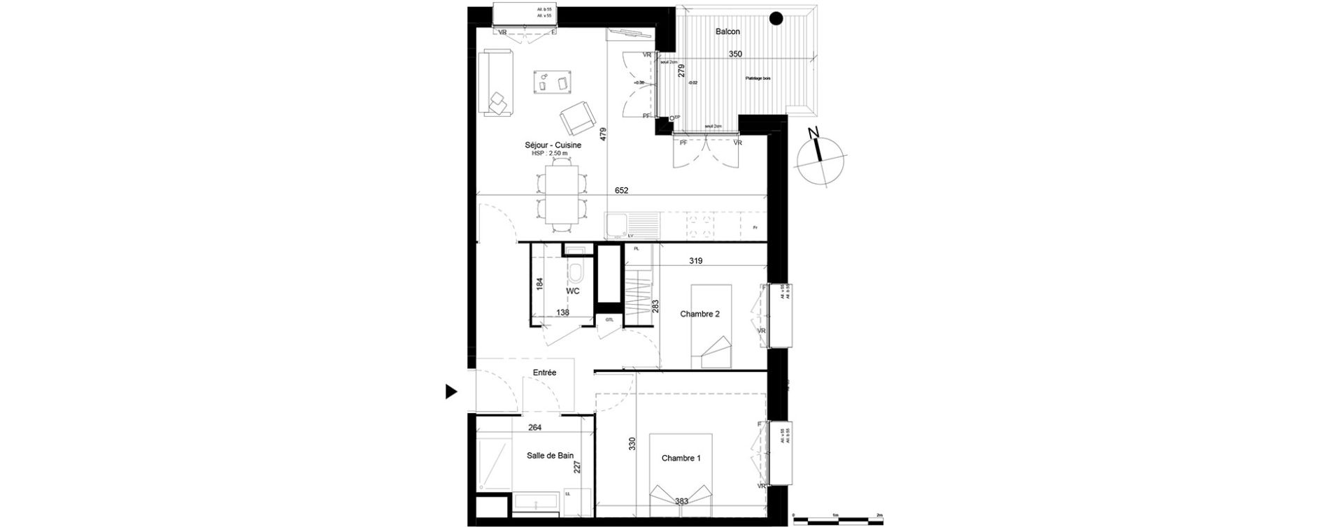 Appartement T3 de 62,33 m2 &agrave; Villeurbanne Gratte-ciel - dedieu - charmettes
