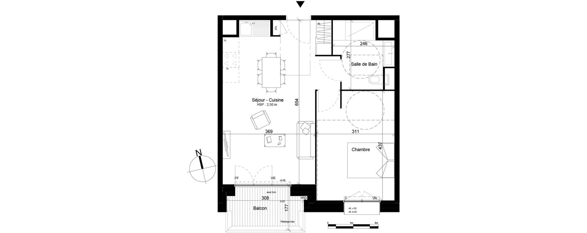 Appartement T2 de 44,55 m2 &agrave; Villeurbanne Gratte-ciel - dedieu - charmettes