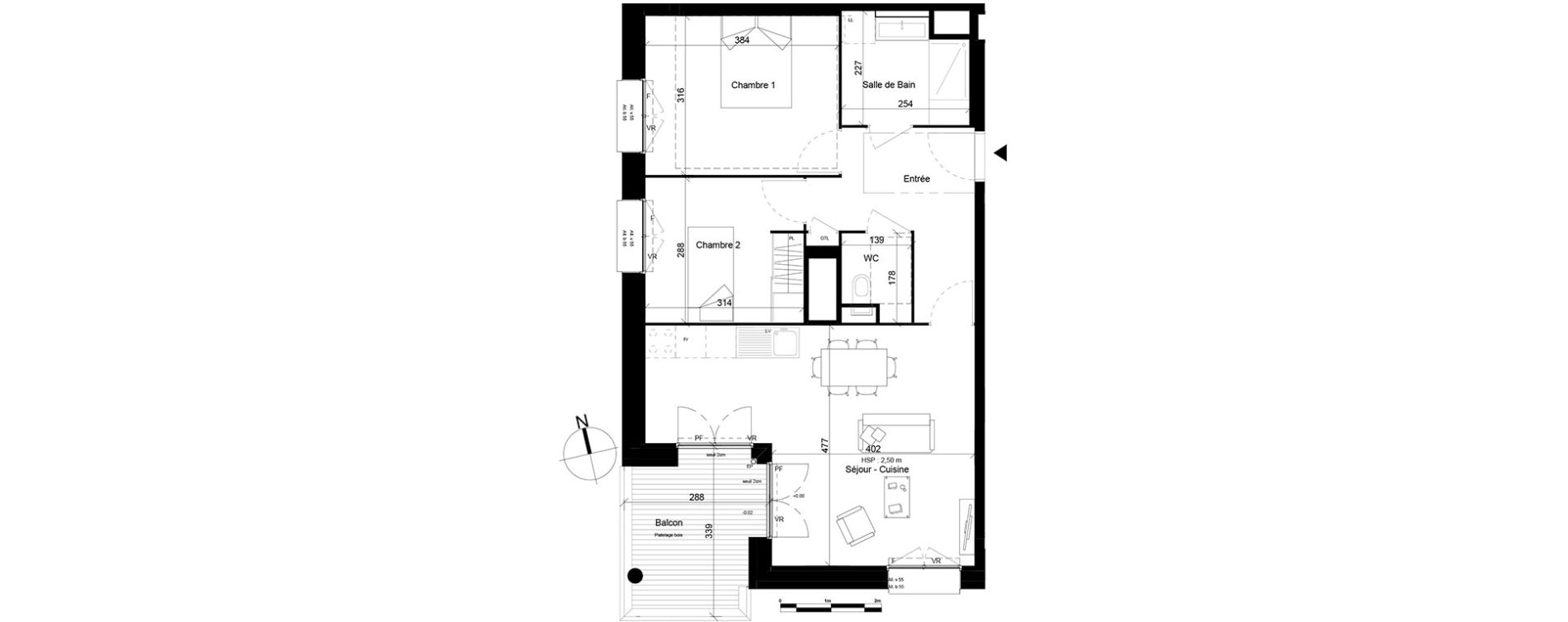 Appartement T3 de 61,87 m2 &agrave; Villeurbanne Gratte-ciel - dedieu - charmettes