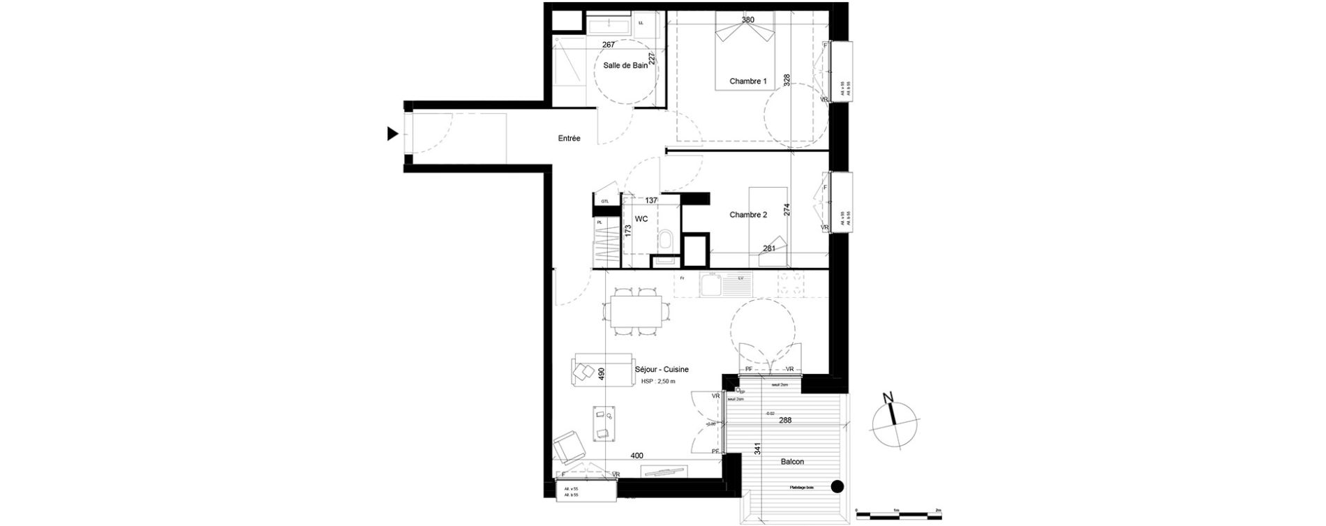 Appartement T3 de 66,88 m2 &agrave; Villeurbanne Gratte-ciel - dedieu - charmettes