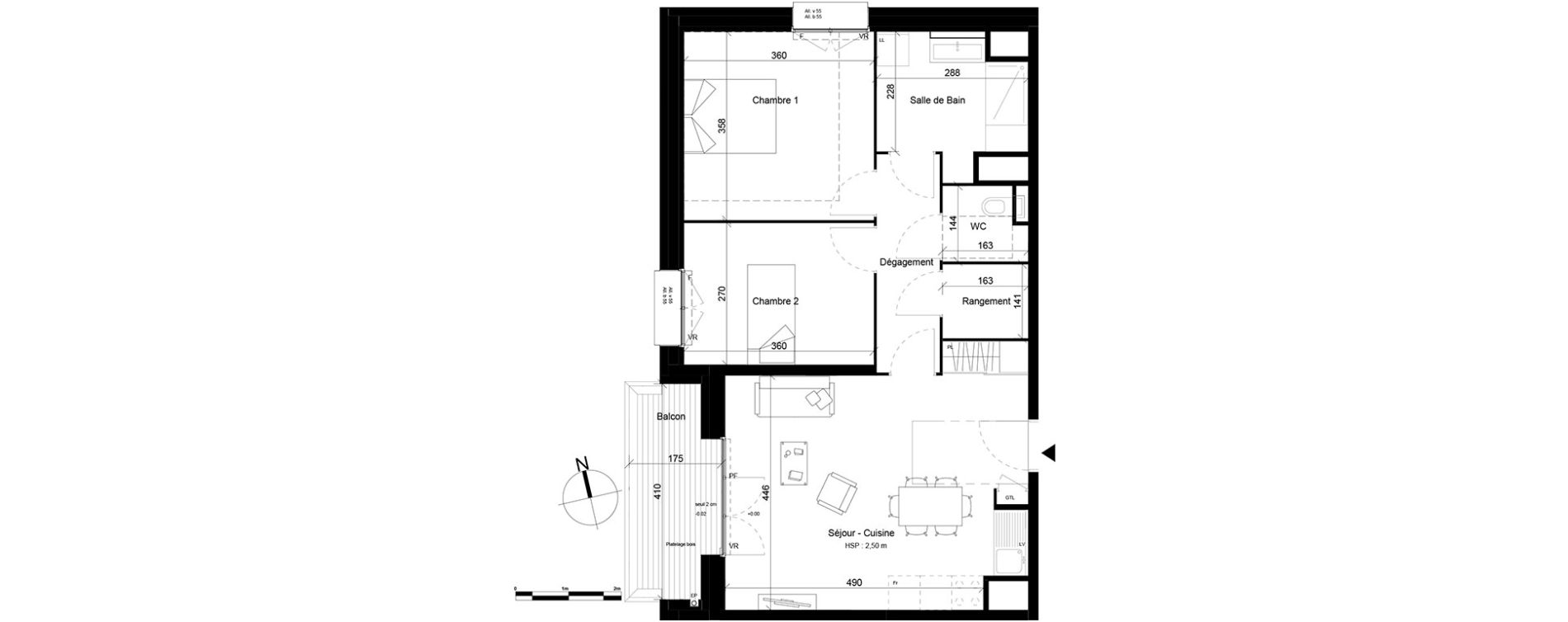 Appartement T3 de 64,28 m2 &agrave; Villeurbanne Gratte-ciel - dedieu - charmettes
