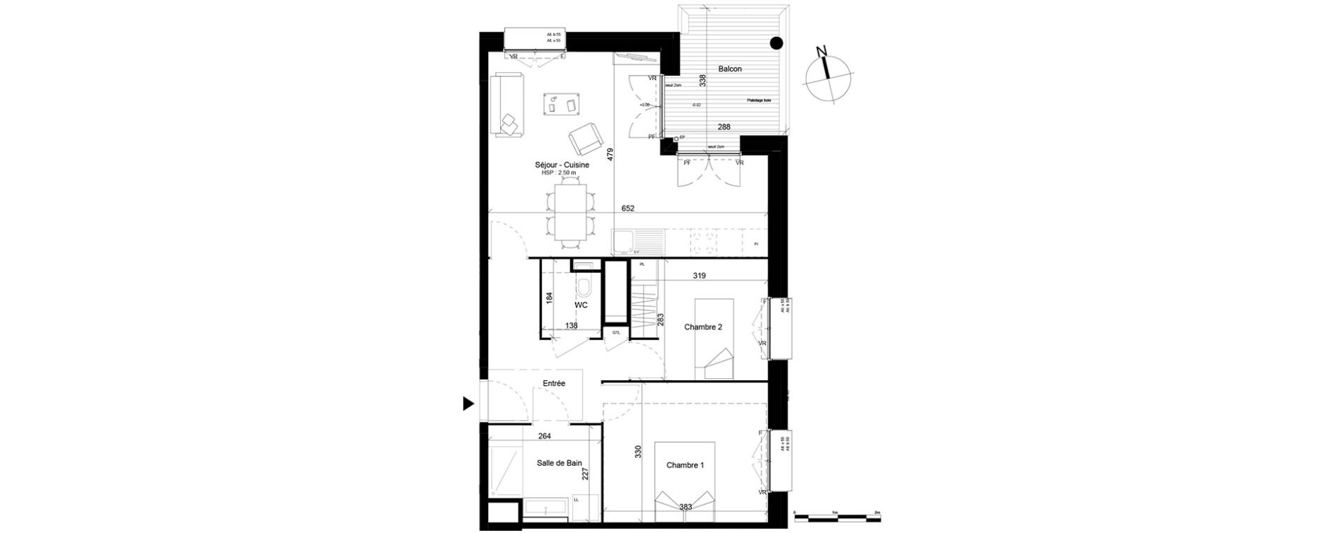 Appartement T3 de 62,33 m2 &agrave; Villeurbanne Gratte-ciel - dedieu - charmettes