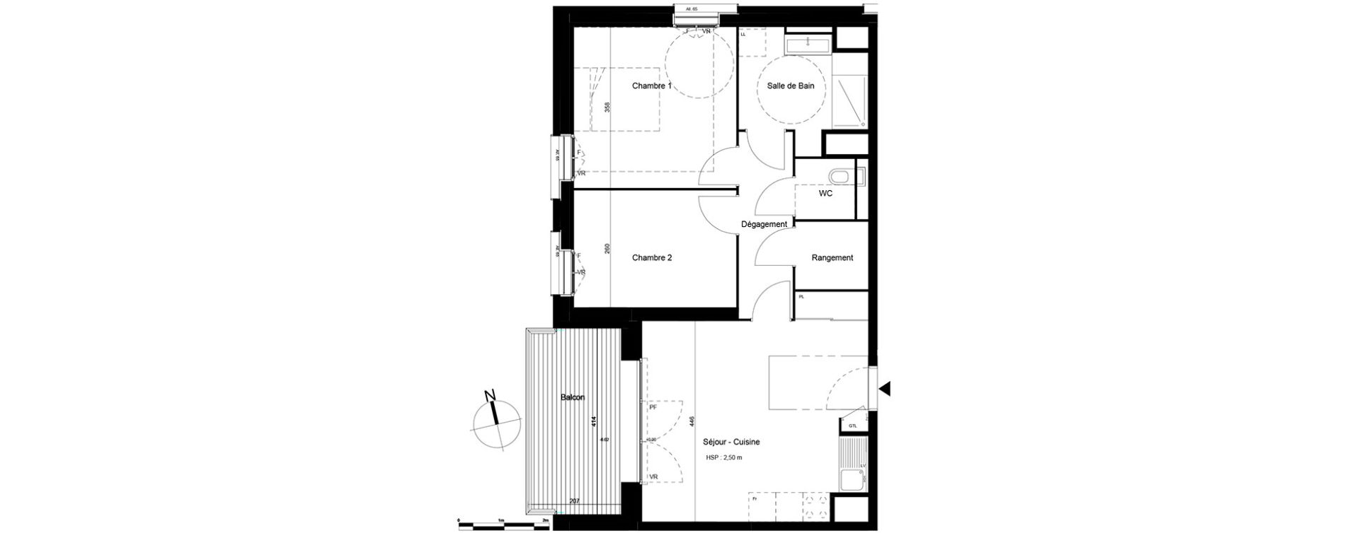 Appartement T3 de 60,46 m2 &agrave; Villeurbanne Gratte-ciel - dedieu - charmettes