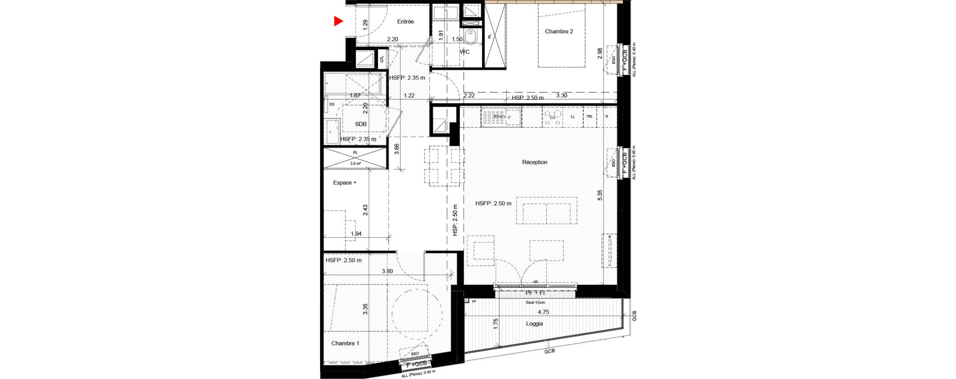 Appartement T3 de 76,30 m2 &agrave; Villeurbanne Gratte-ciel - dedieu - charmettes