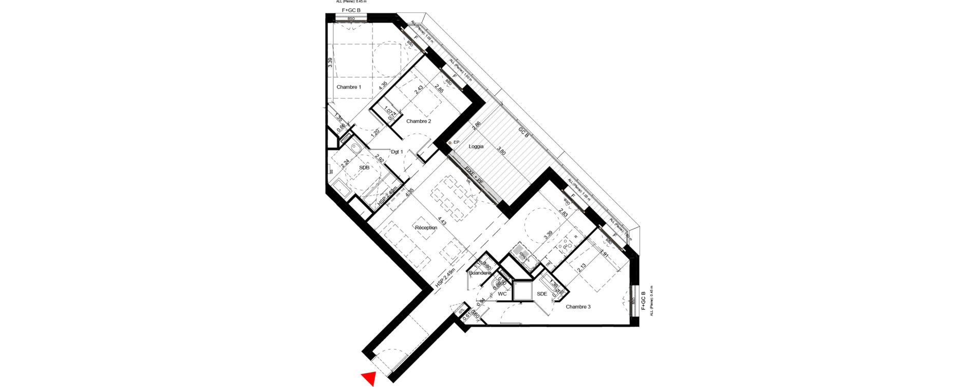 Appartement T4 de 84,20 m2 &agrave; Villeurbanne Gratte-ciel - dedieu - charmettes