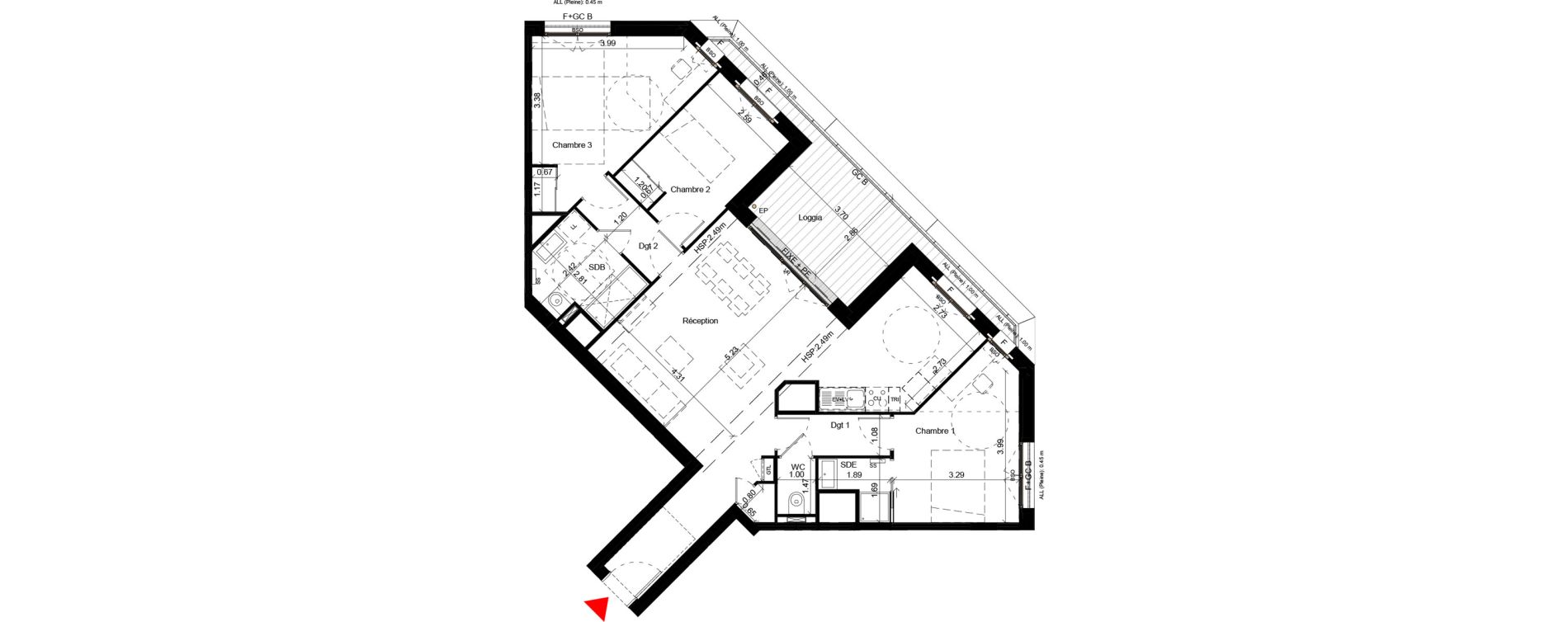 Appartement T4 de 94,90 m2 &agrave; Villeurbanne Gratte-ciel - dedieu - charmettes